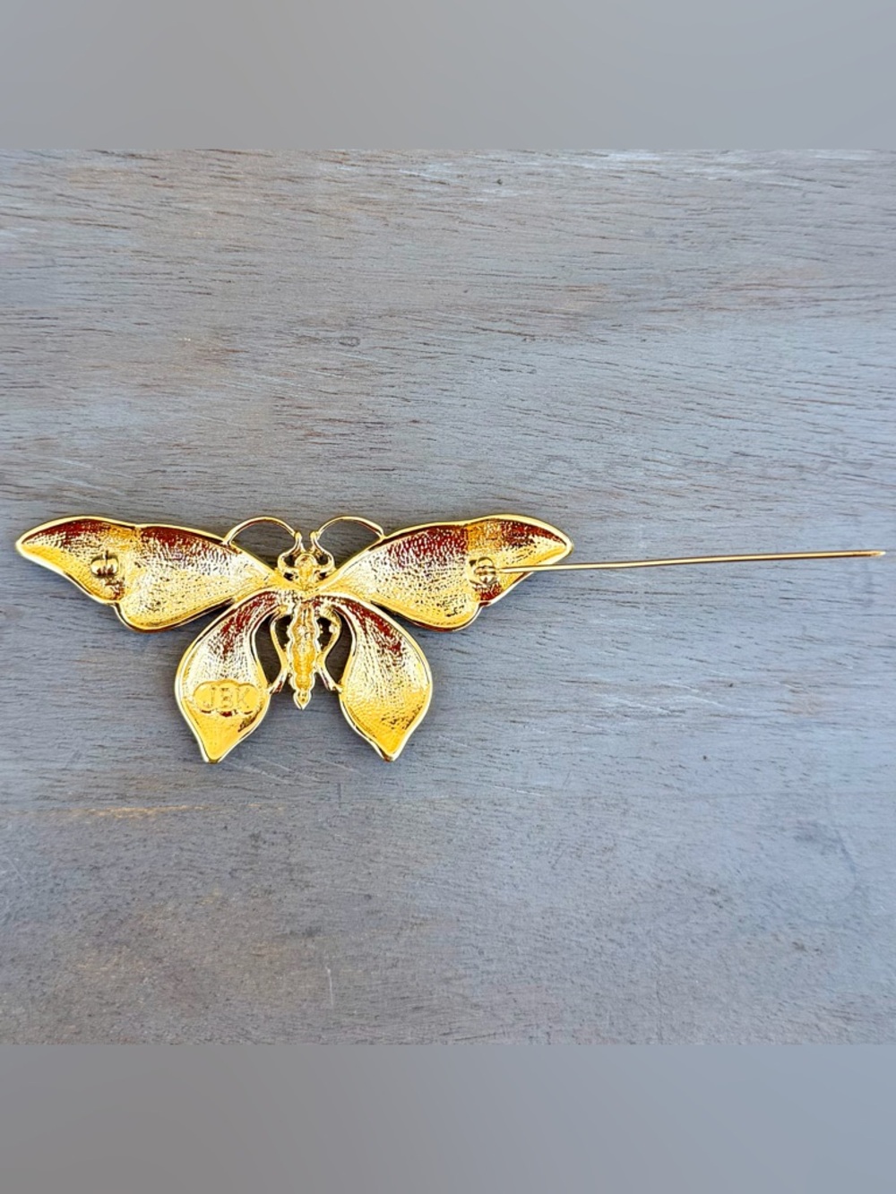 Camrose & Kross JBK Vintage Enamel Rhinestone Butterfly Brooch - Picture 7 of 10